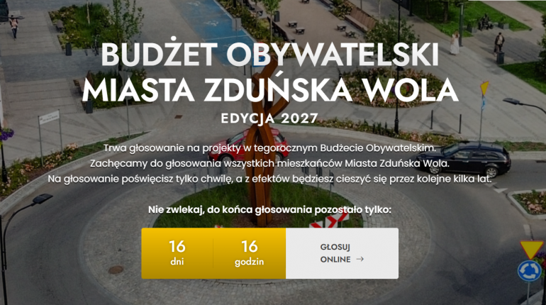 Budżet Obywatelski  Zduńskiej Woli 2027 - głosowanie rozpoczęte